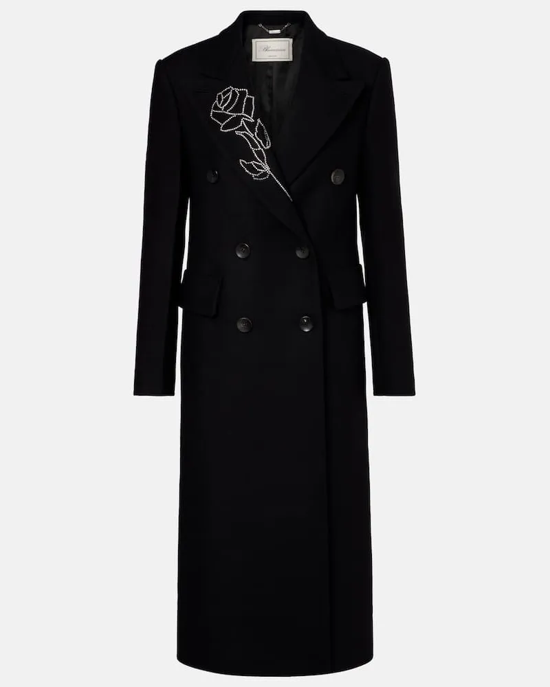 Blumarine Mantel aus einem Wollgemisch mit Kristallen Schwarz