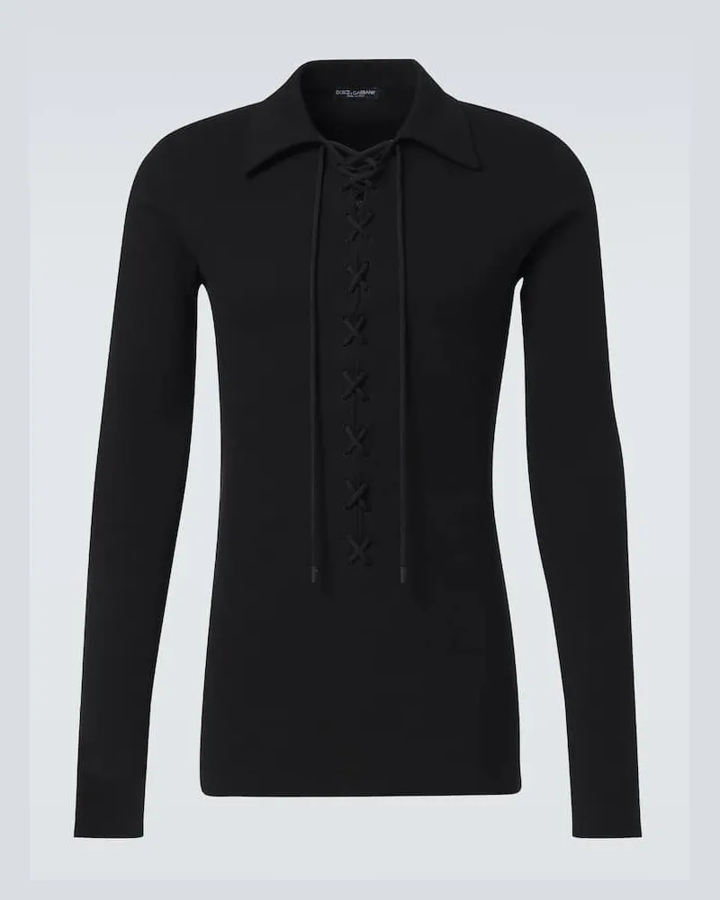 Dolce & Gabbana Polopullover aus einem Baumwollgemisch Schwarz