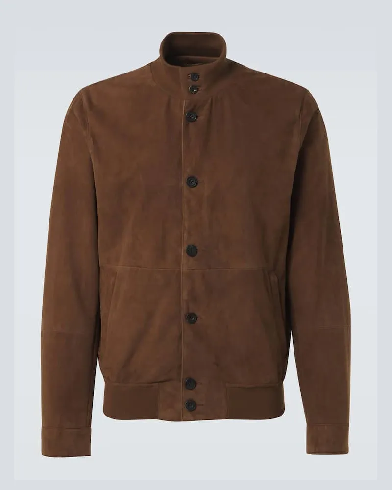 Rubinacci Bomberjacke aus Veloursleder Braun