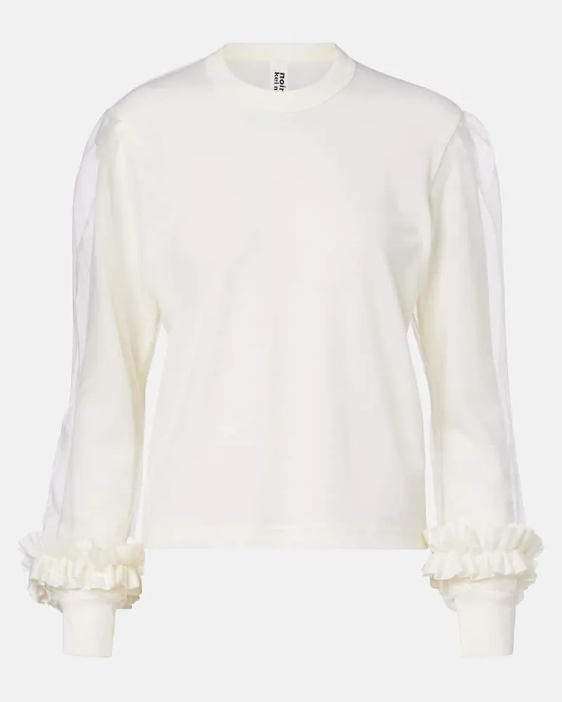 Noir Kei Ninomiya Pullover aus Wolle mit Tüll Weiß