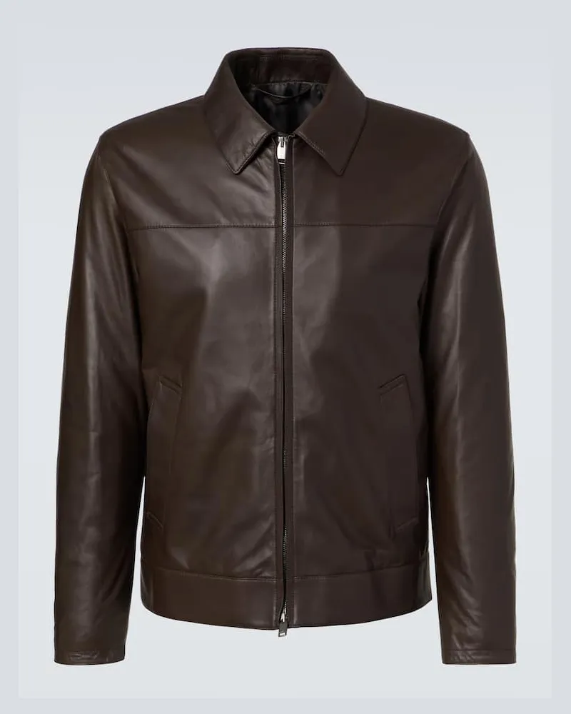 Brioni Lederjacke Braun