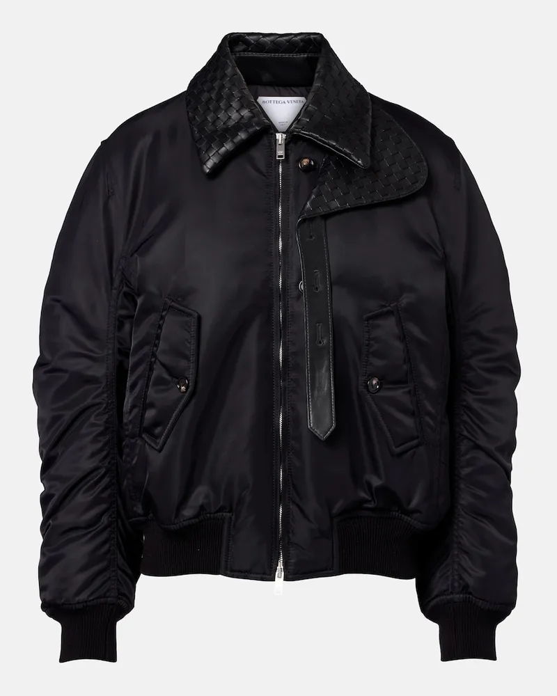 Bottega Veneta Blouson Intrecciato mit Leder Schwarz