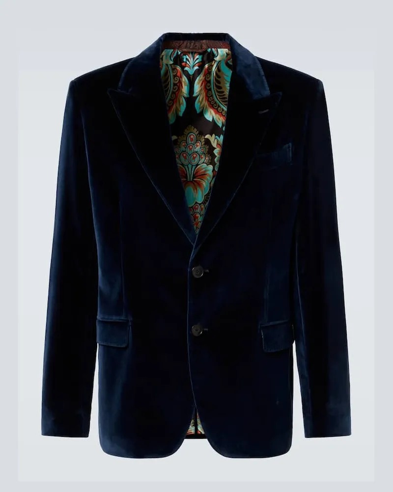 Etro Blazer aus Baumwollsamt Blau