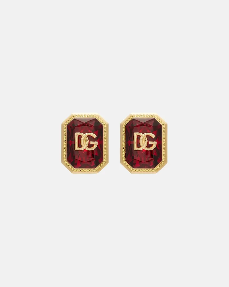 Dolce & Gabbana Clip-Ohrringe DG mit Kristallen Rot