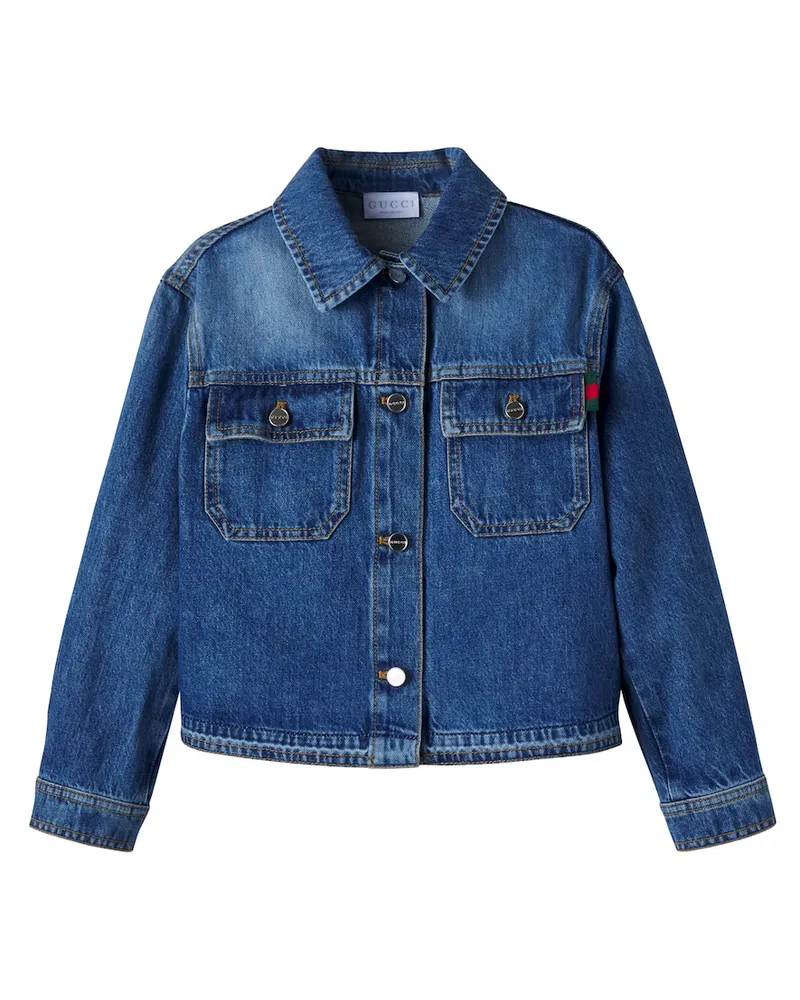Gucci Jeansjacke Web Stripe Blau