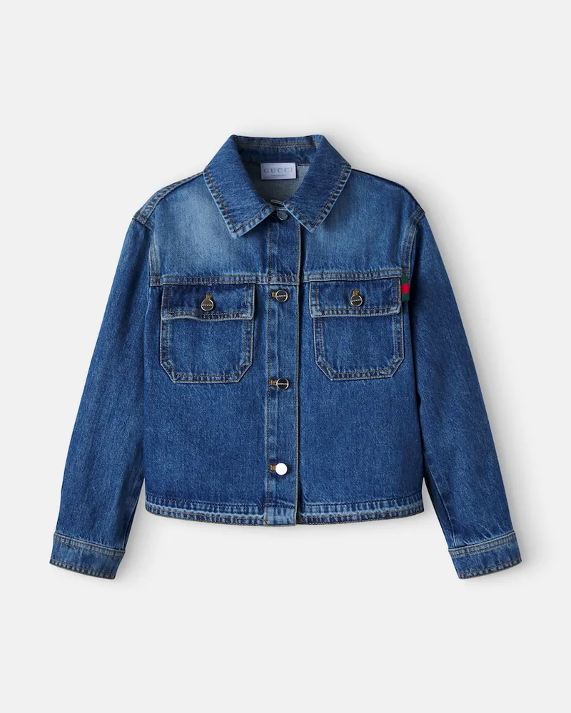 Gucci Jeansjacke Web Stripe Blau