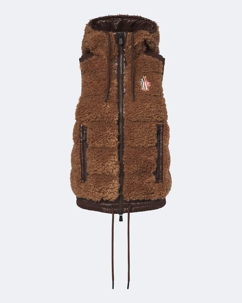 Moncler Daunenweste aus Teddy Braun