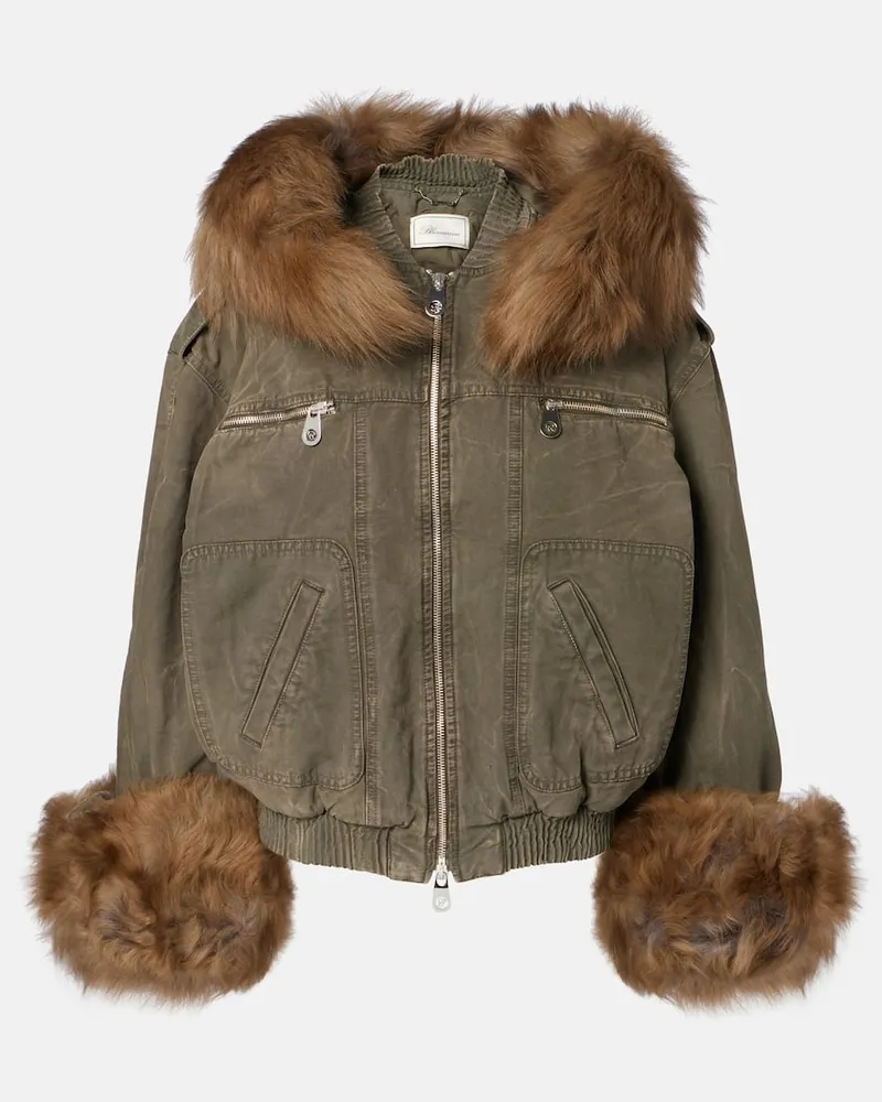 Blumarine Bomberjacke aus Baumwoll-Canvas Grün