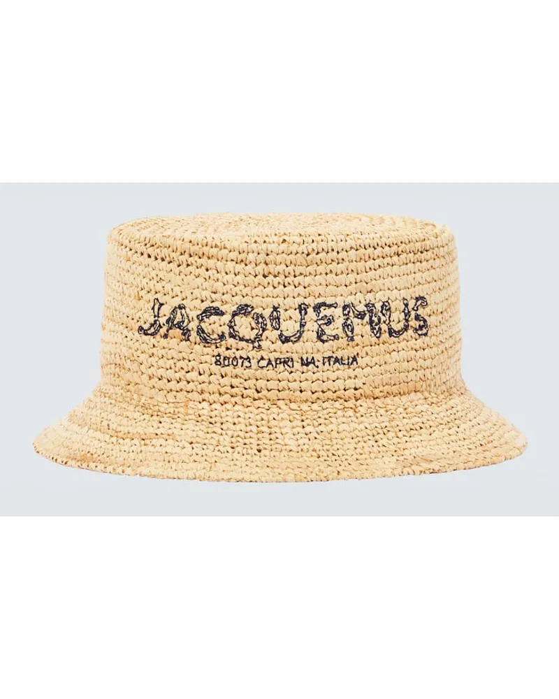 Jacquemus Hut Le Bob Pesco aus Raffiabast Beige