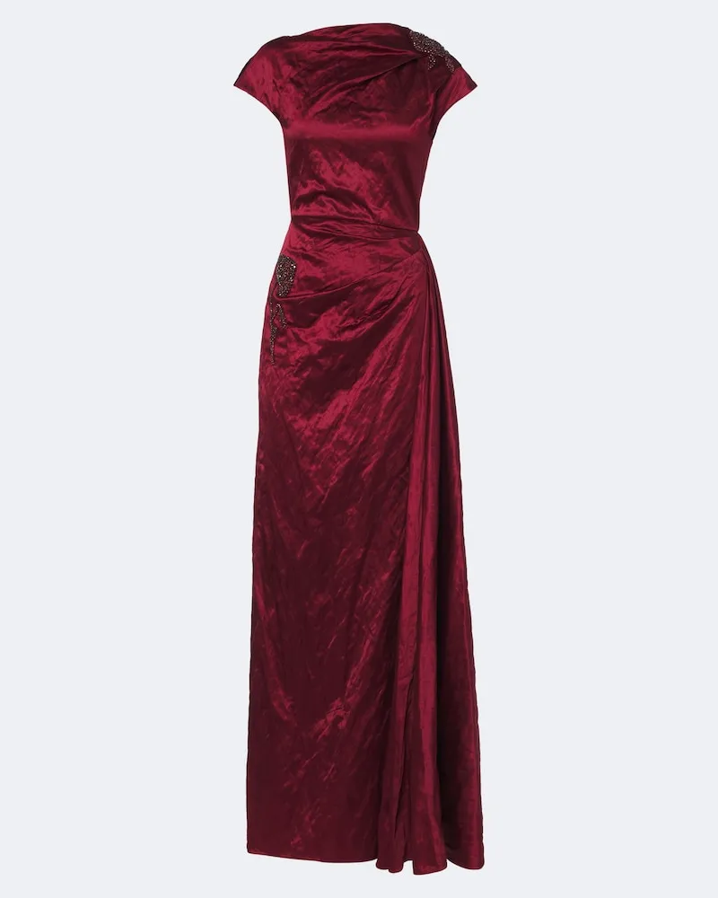 Erdem Verzierte Robe aus Satin Rot