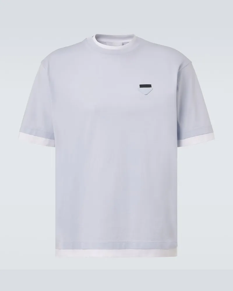 Prada T-Shirt aus Baumwoll-Jersey Blau
