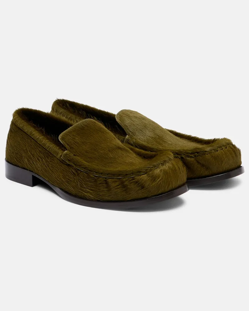 Dries van Noten Slip-Ons aus Kalbshaar Grã¼n