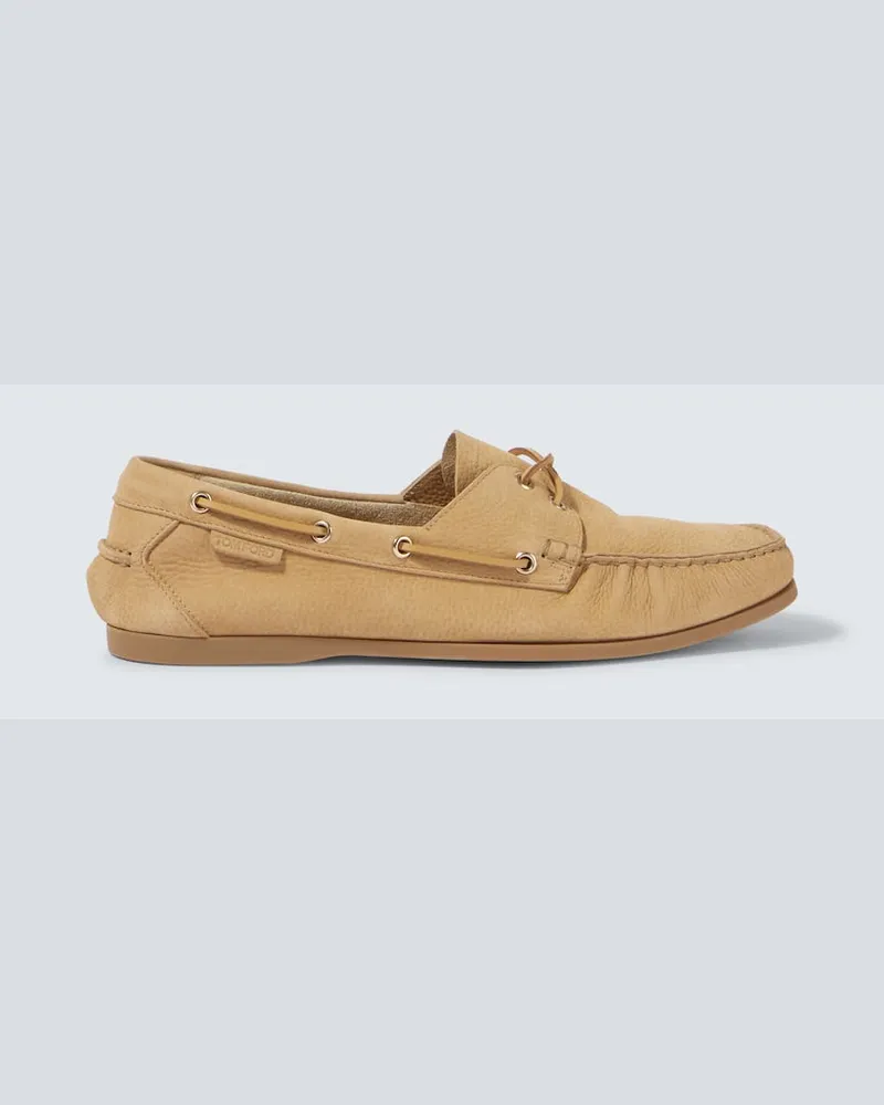 Tom Ford Segelschuhe Robin aus Leder Beige