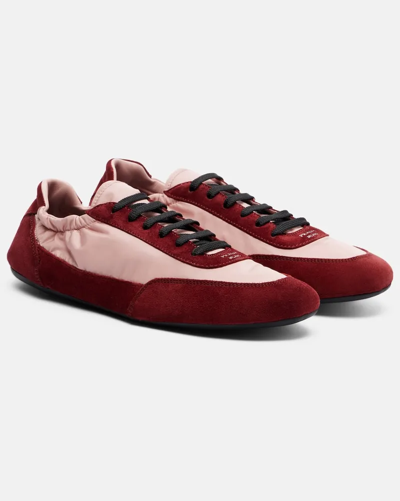Prada Sneakers Collapse aus Re-Nylon und Veloursleder Rosa