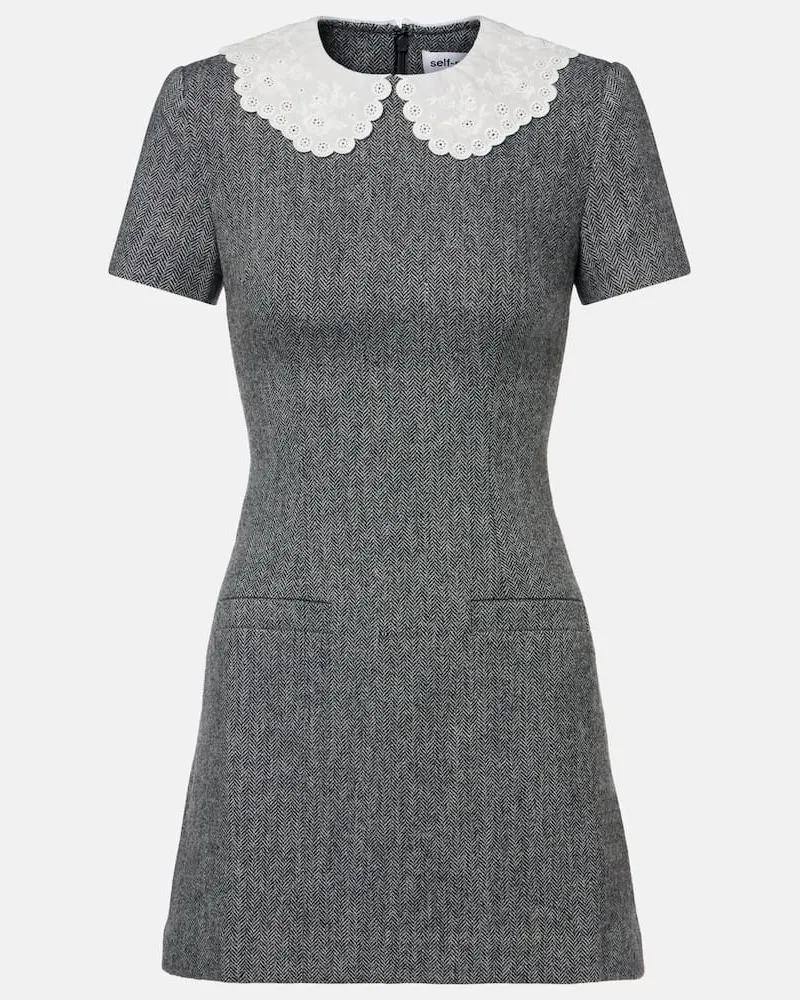 Self-Portrait Minikleid aus einem Wollgemisch Grau