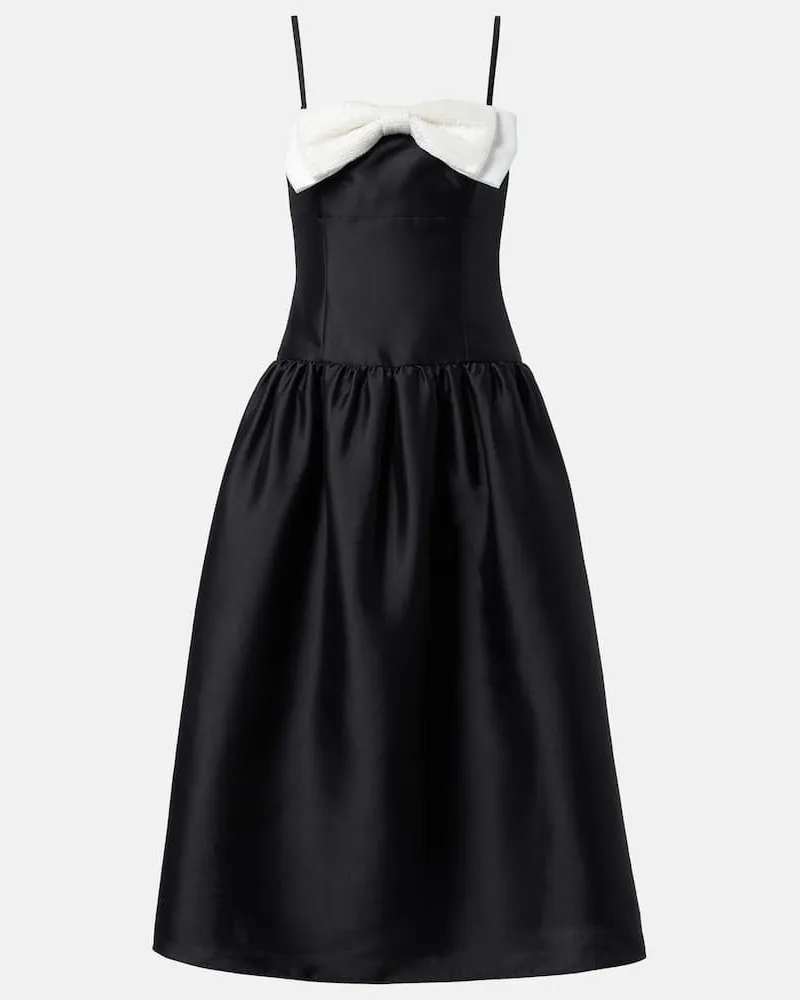 Self-Portrait Midikleid aus Taft Schwarz