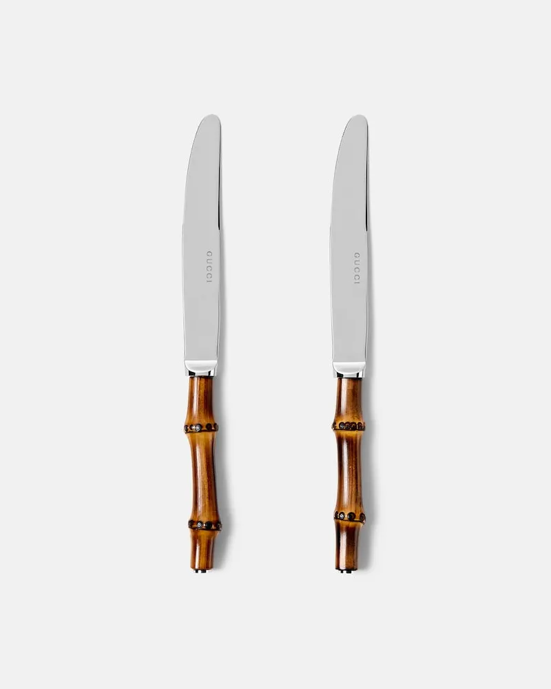 Gucci Set Bamboo aus zwei Messern Braun