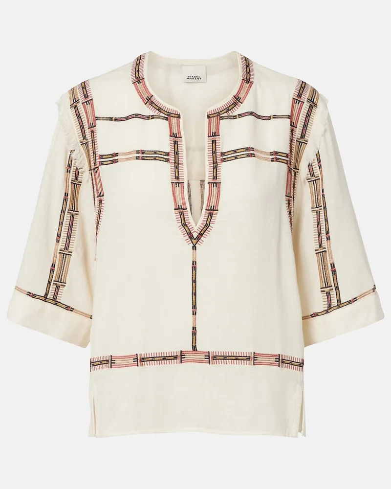Isabel Marant Besticktes Top Fiosa aus Seide Weiß