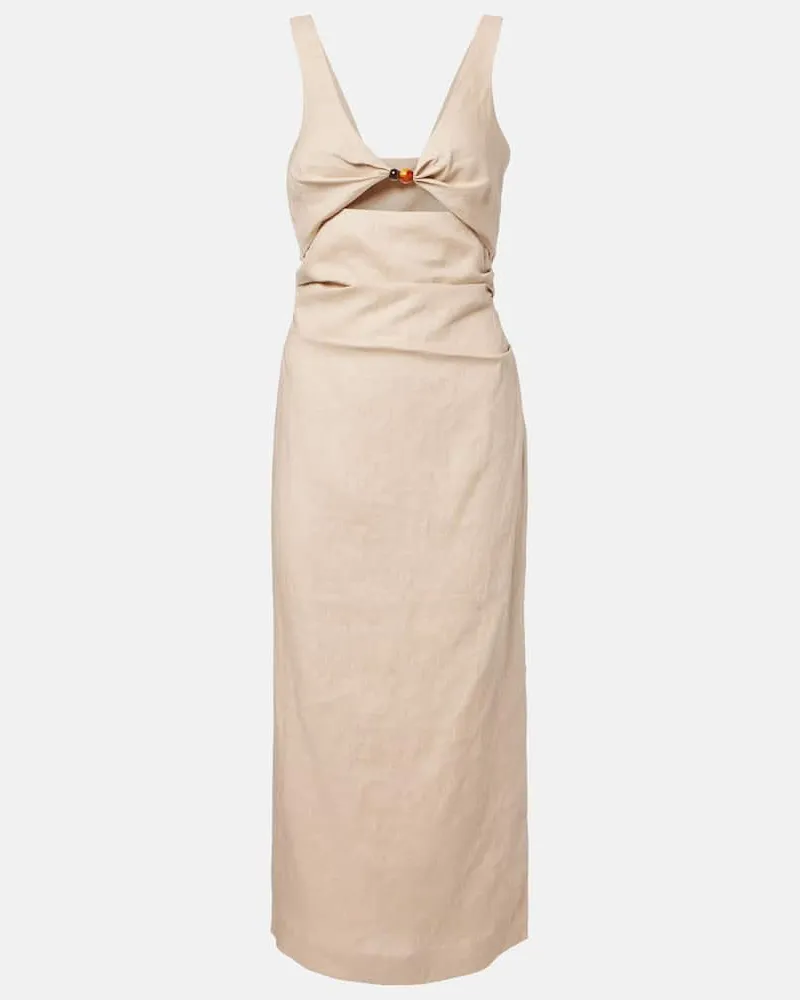 SIR Midikleid Moretti aus Leinen Beige