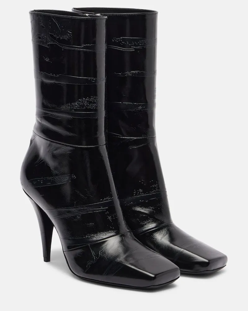 Givenchy Ankle Boots Sliced Square 95 aus Leder Schwarz