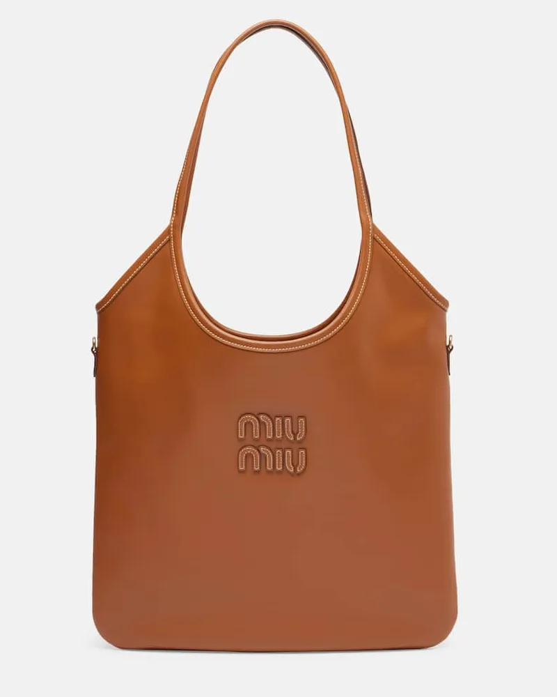 Miu Miu Tote Bag Ivy Medium aus Leder Braun