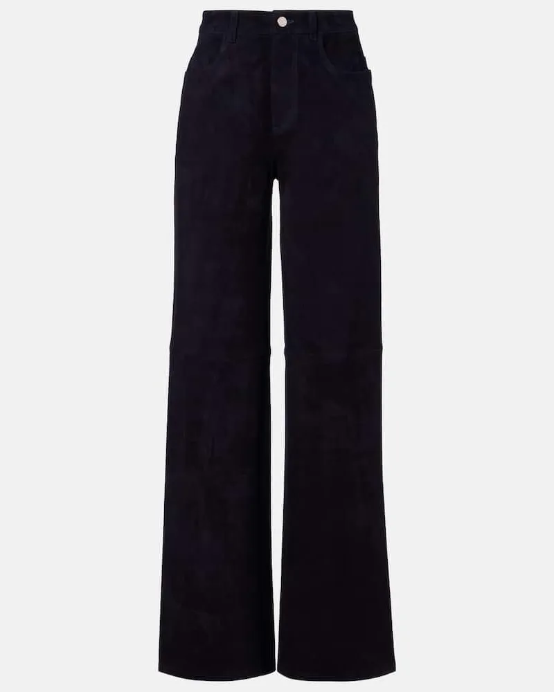 Stouls Weite High-Rise-Hose Mytheo aus Veloursleder Blau