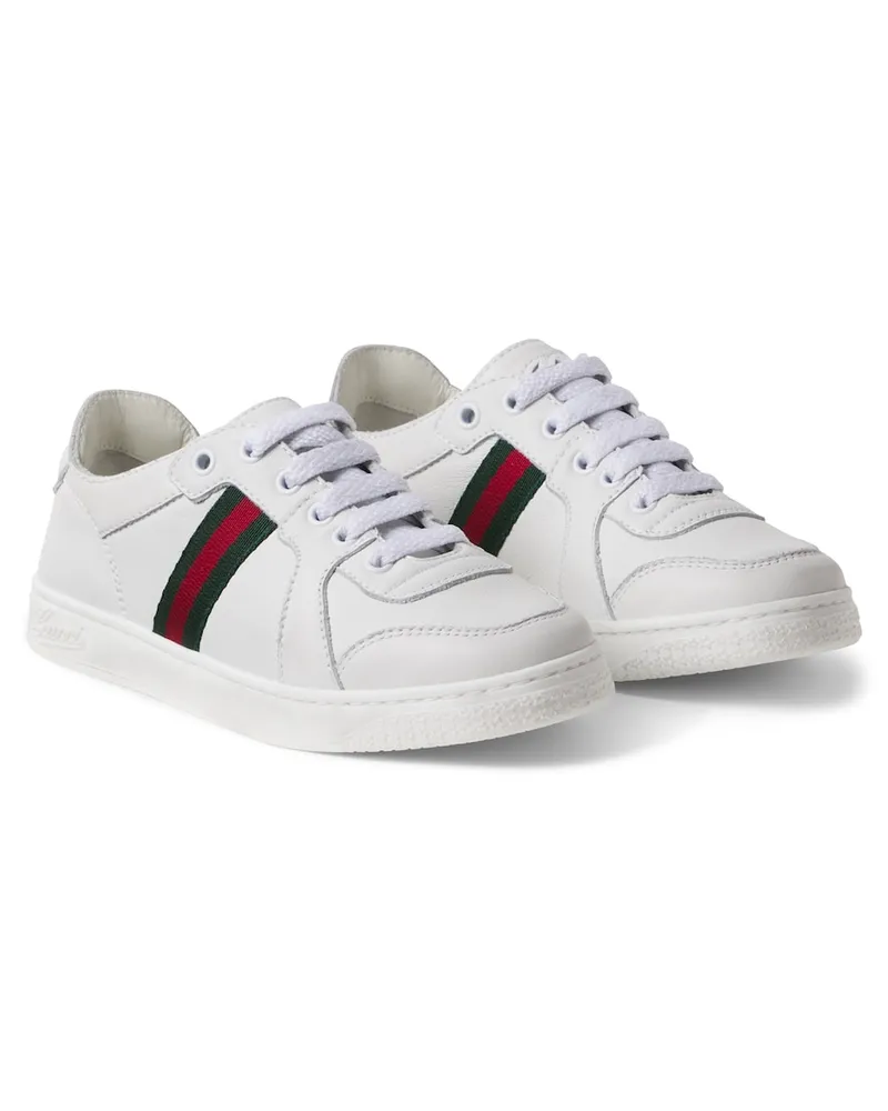 Gucci Sneakers Web Stripe aus Leder Weiß