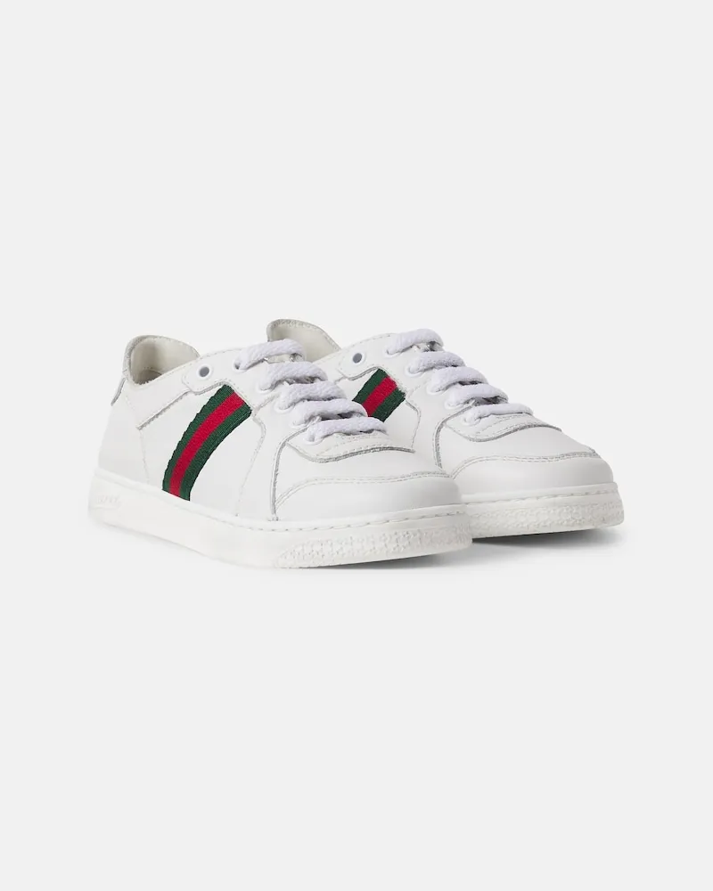 Gucci Sneakers Web Stripe aus Leder Weiß