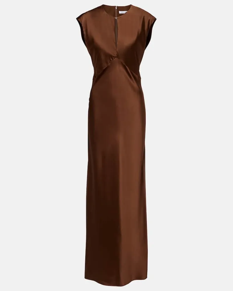 Veronica Beard Maxikleid Nelzy aus Satin Braun