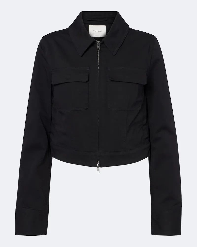 Vince Cropped Jacke aus Baumwolle Schwarz