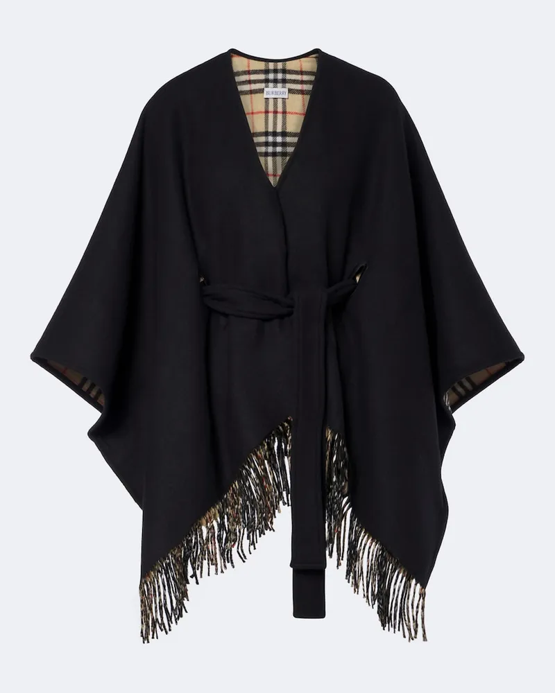 Burberry Cape Burberry Check aus Wolle Schwarz