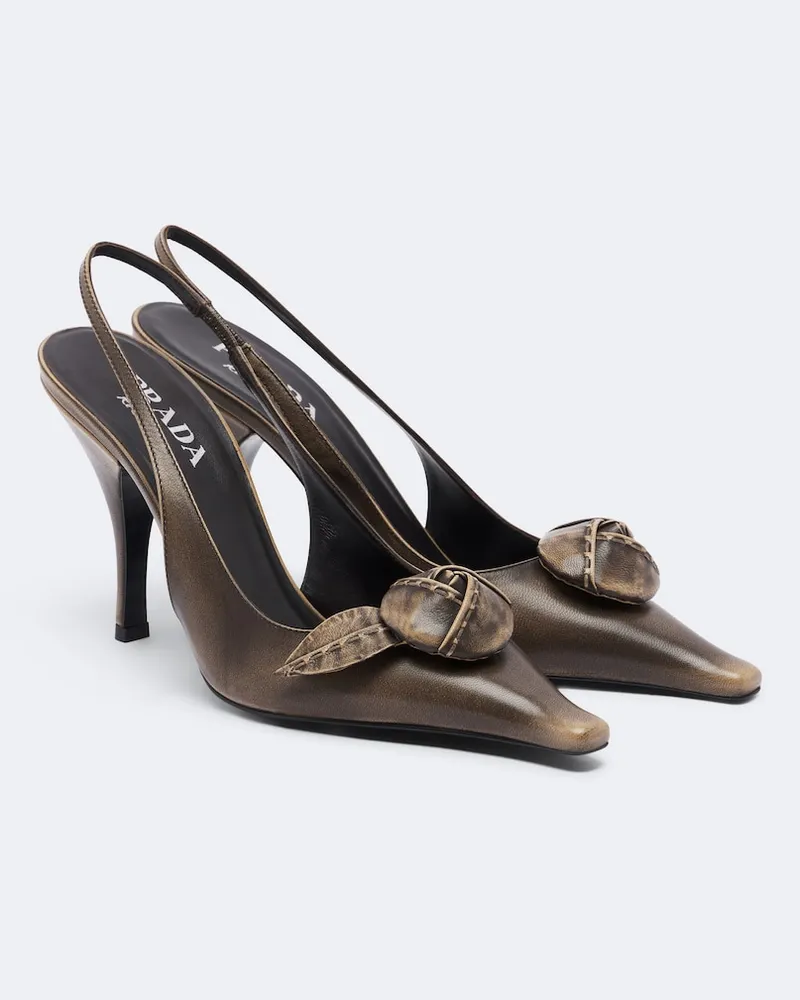 Prada Slingback-Pumps aus Leder Schwarz