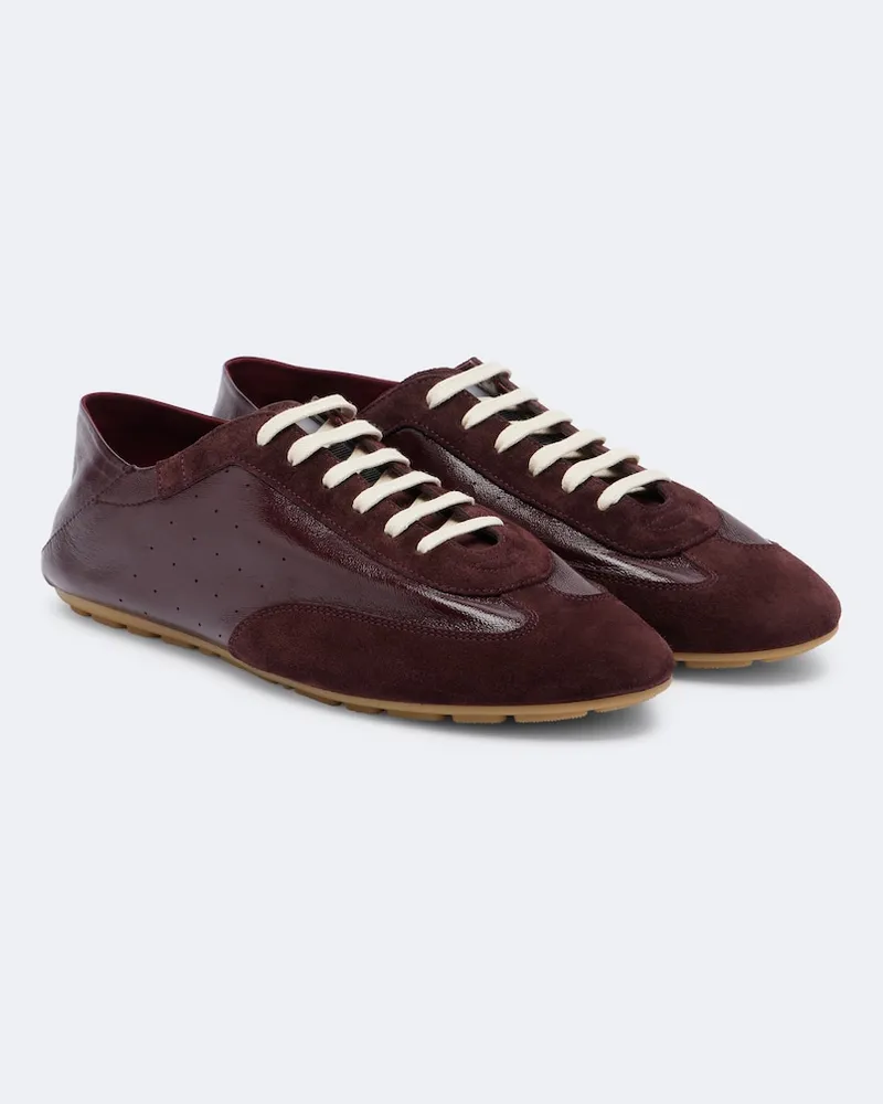 Saint Laurent Sneakers Lewis aus Leder mit Veloursleder Burgunderrot