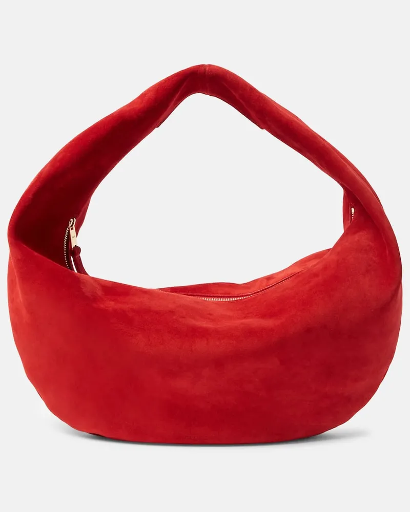 KHAITE Schultertasche Olivia Medium aus Veloursleder Rot