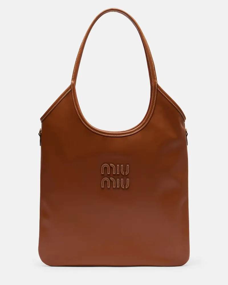 Miu Miu Tote Bag Ivy aus Leder Braun