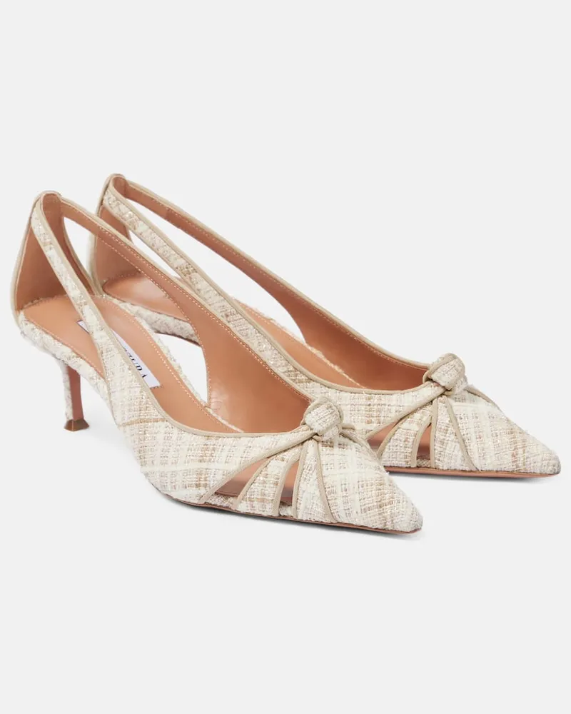 Aquazzura Pumps Premiere 50 aus Tweed Weiß