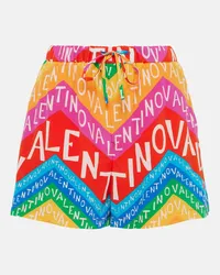 Valentino Garavani High-Rise Shorts  Chevron 24 aus Seide Multicolor