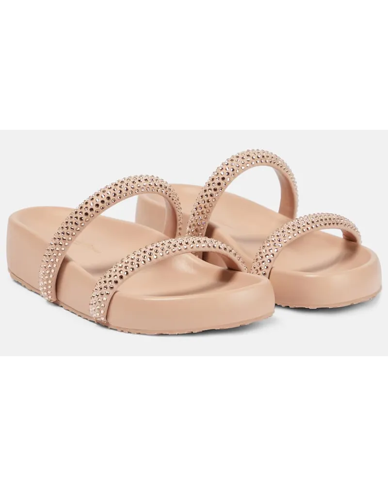 Gianvito Rossi Verzierte Plateausandalen Croisette aus Leder Pink