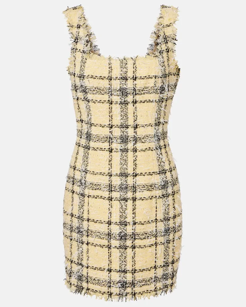 Balmain Minikleid aus Tweed mit Pailletten Gelb