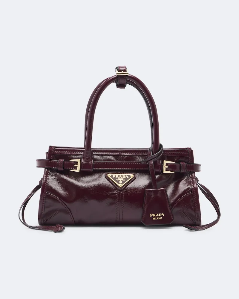 Prada Henkeltasche Prada Bonnie Mini aus Leder Burgunderrot