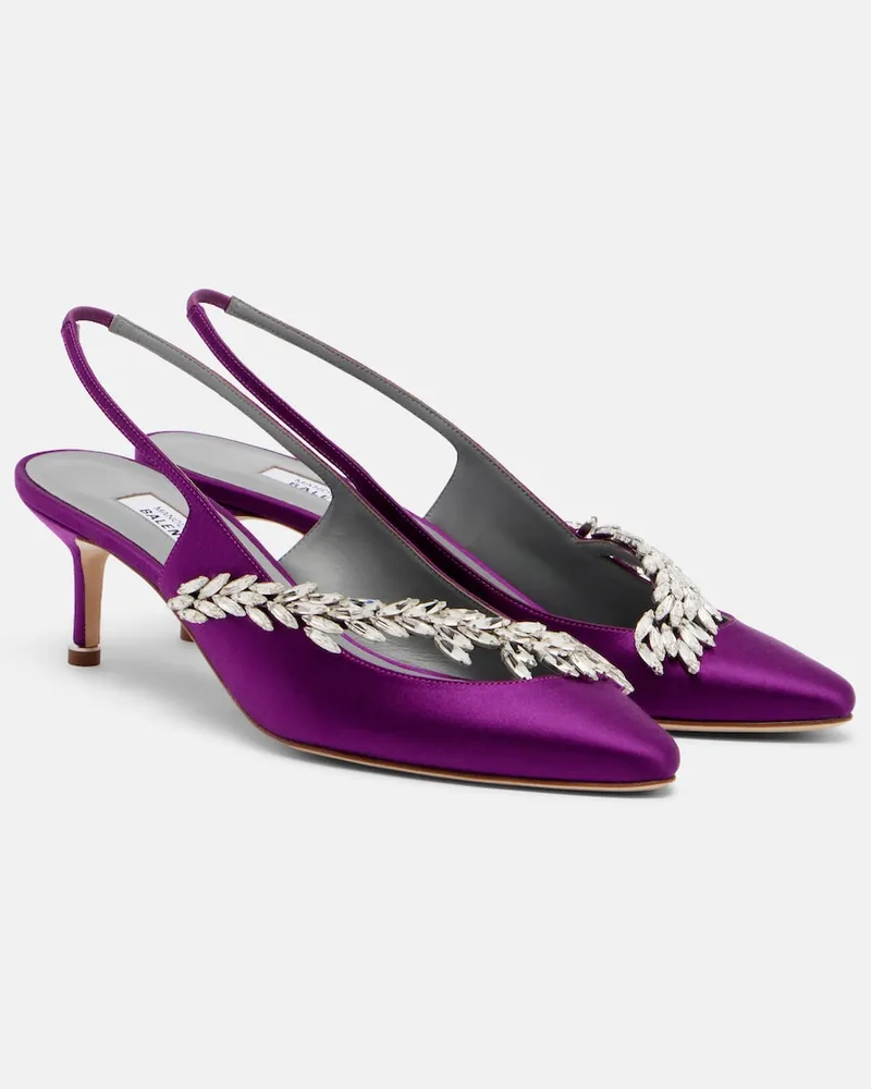 Balenciaga X Manolo Blahnik Slingback-Pumps aus Satin Violett
