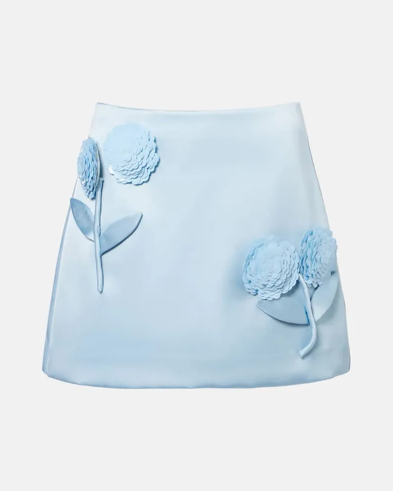 Self-Portrait Minirock aus Satin Blau