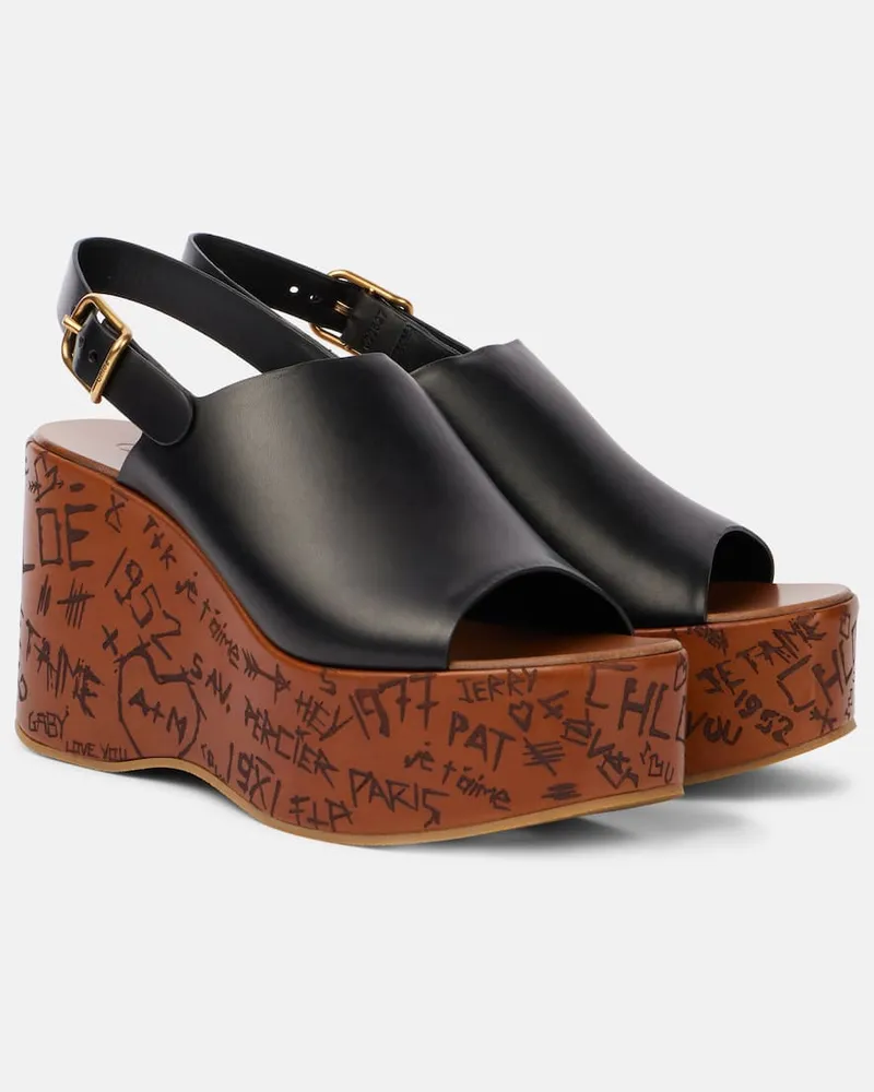 Chloé Chloé Wedges Maxime aus Leder Schwarz