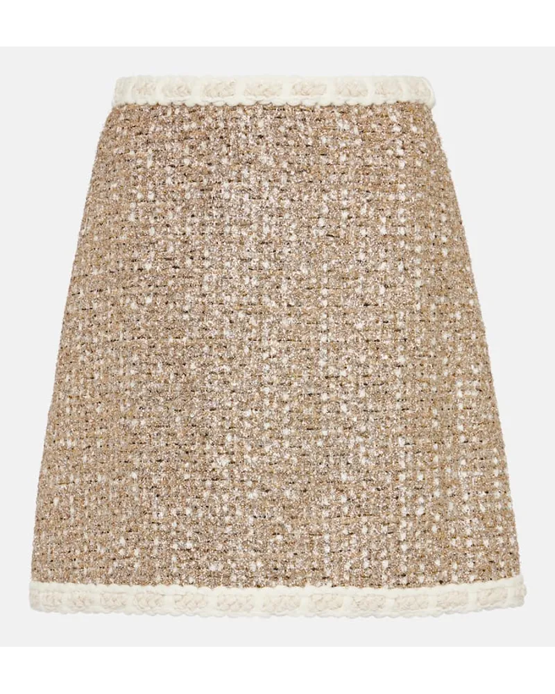 Giambattista Valli High-Rise-Minirock aus Tweed Gold