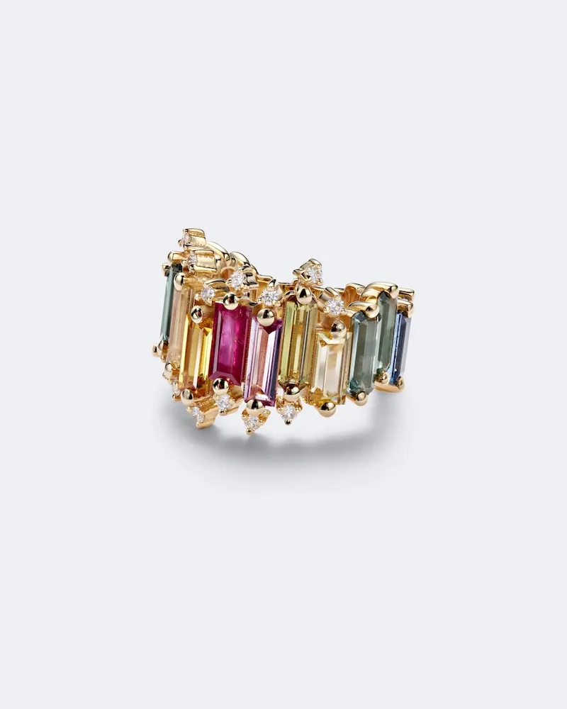 Suzanne Kalan Ring aus 18kt Gelbgold mit Diamanten und Saphiren Gold