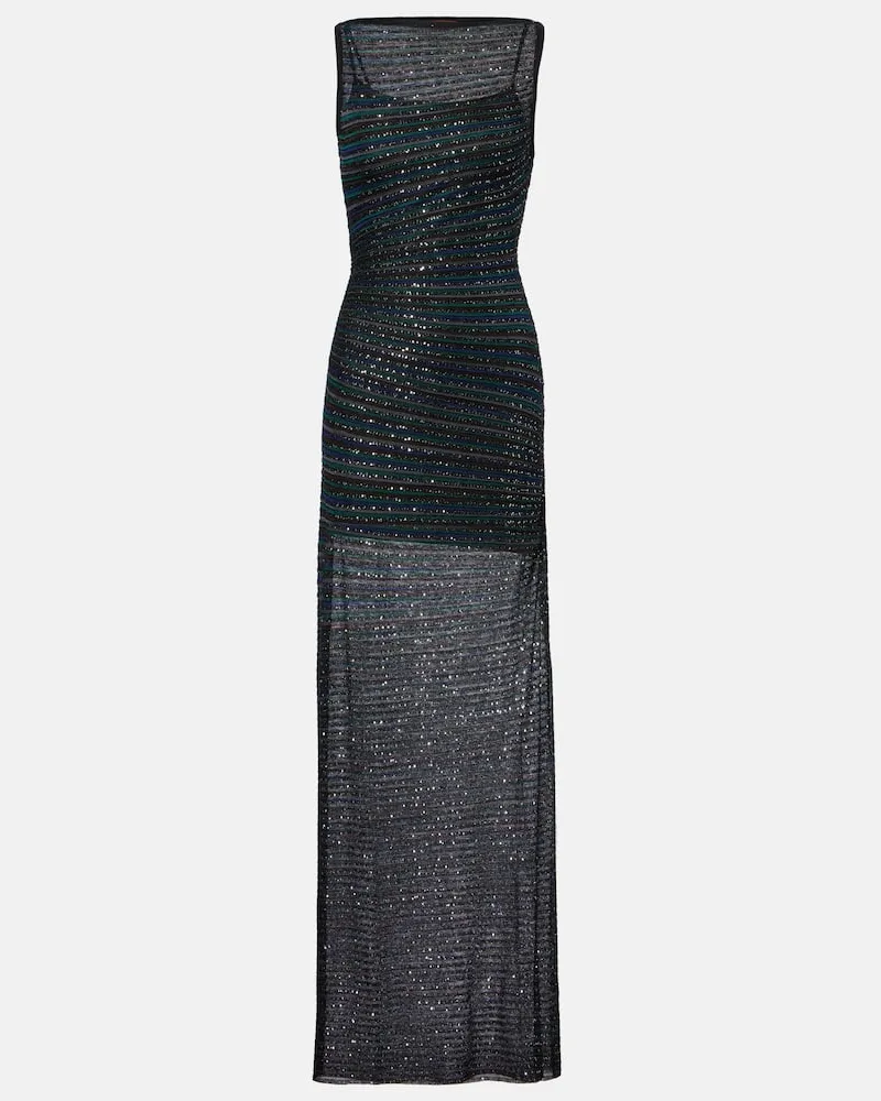 Missoni Maxikleid aus Strick mit Pailletten Multicolor