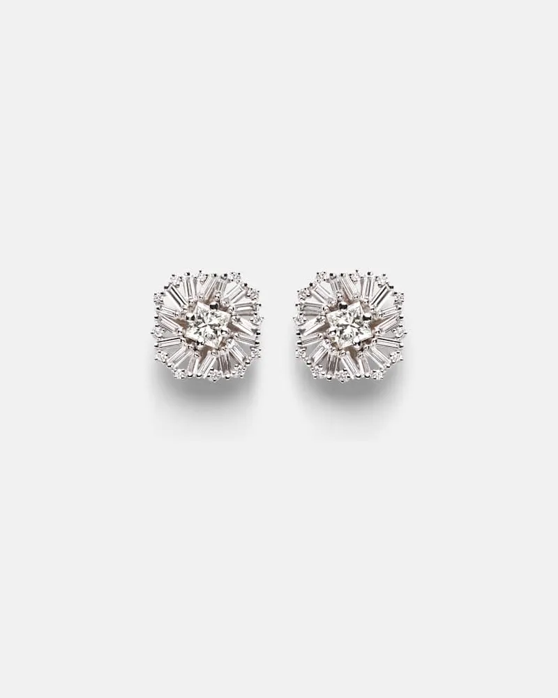 Suzanne Kalan Ohrringe Princess Burst aus 18kt WeiÃgold mit Diamanten Silber