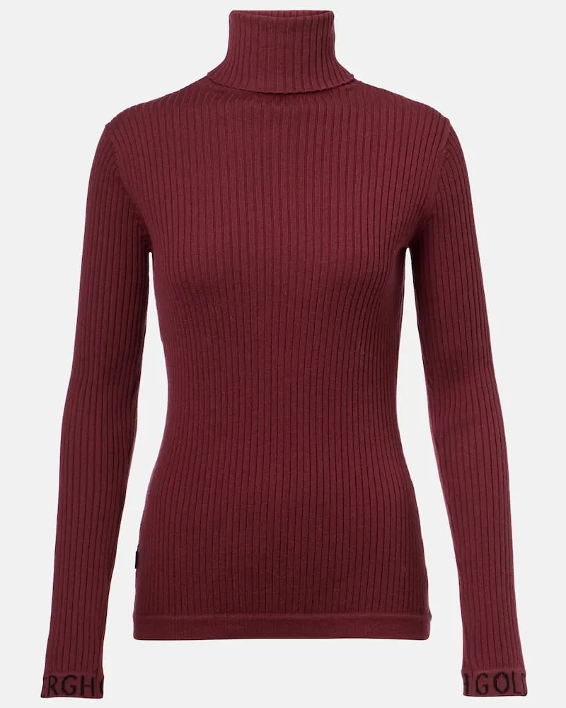 GOLDBERGH Rollkragenpullover Mira aus Rippstrick Burgunderrot