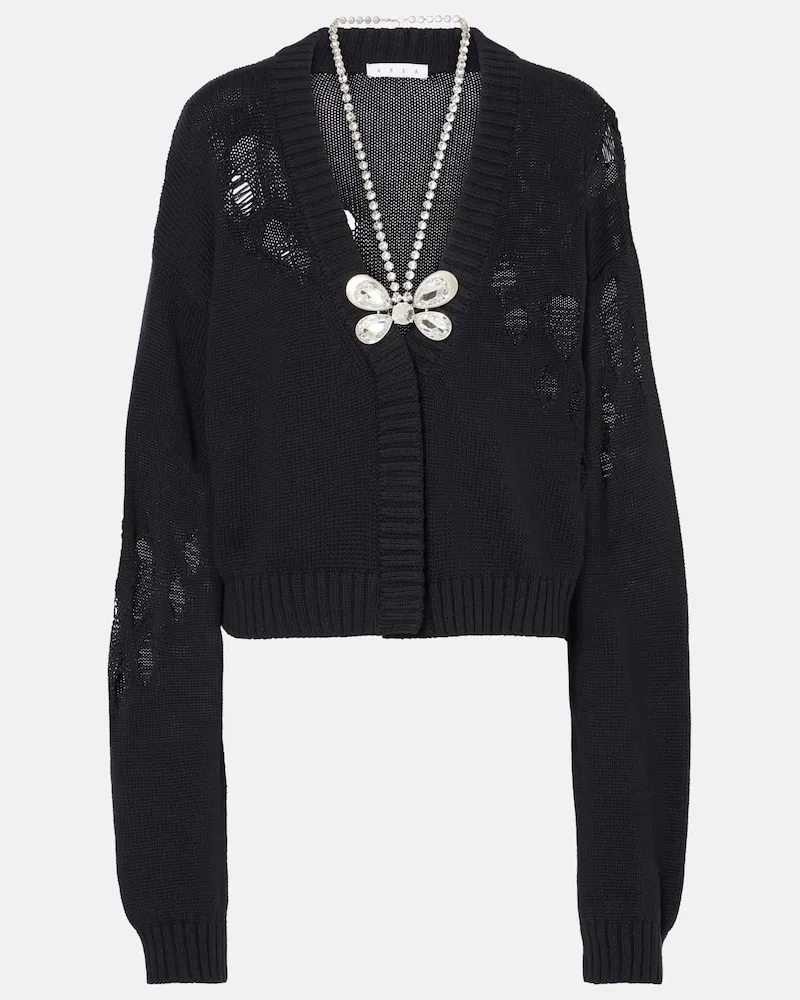 Area Verzierter Cardigan aus Baumwolle und Kaschmir Schwarz