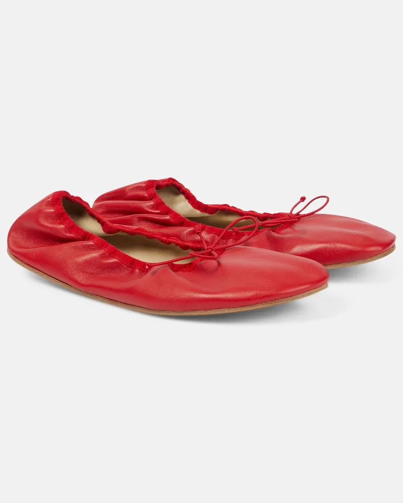 The Row Ballerinas Round aus Leder Rot